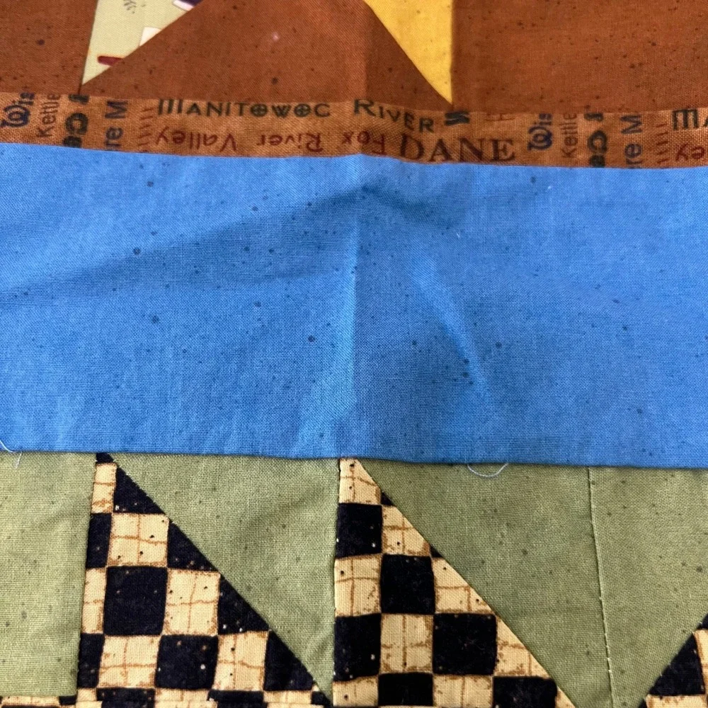 Handmade Patchwork Sampler Quilt Top 9 Patch Bear‎ Claw Star 46 - 48